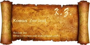 Komsa Zerind névjegykártya